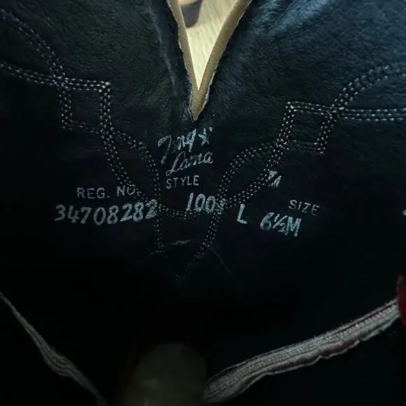 Tony Lama Leather Cowboy Boots Womens 6.5M Embroidered Western Boho Red Brown - Picture 9 of 11